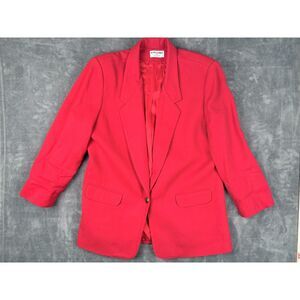 Alfred Dunner Red Wool Blazer Size 18 Made in USA Vintage